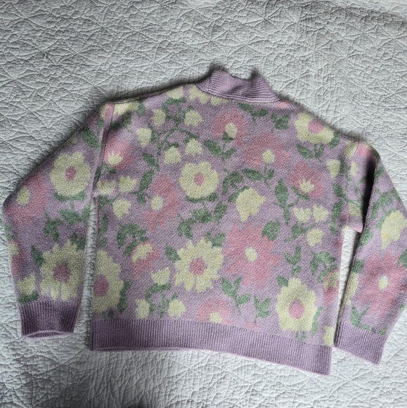 Mango Pastel Floral V-Neck Jewel Button Cardigan - Purple - Picture 9 of 13